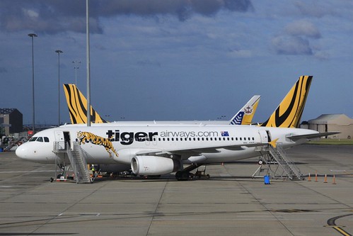 Tiger Airways A320 VH-VND parked at the 'gate'