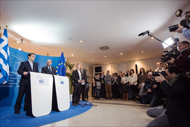 Joint press point by the European Parliament President Martin Schulz and Greek Prime Minister Alexis Tsipras