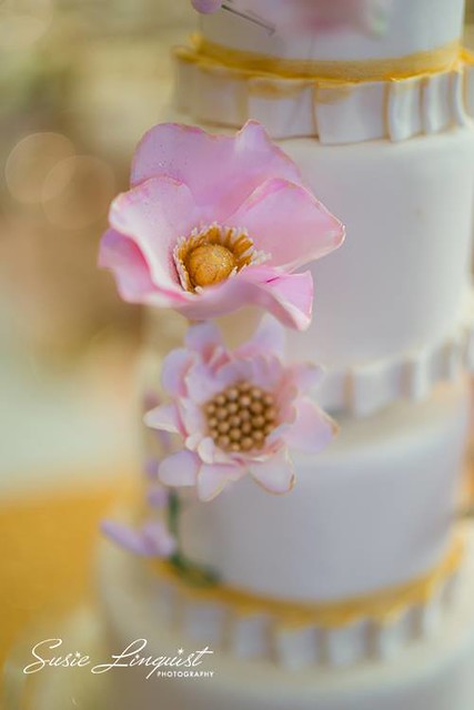 Pink Poppy Wedding Cake
