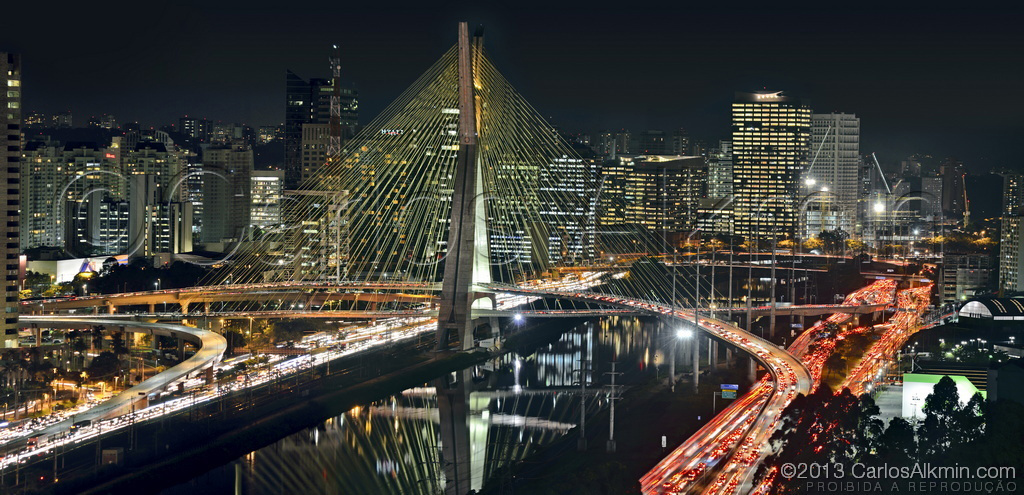 Sao Paulo - Ponte Estaiada / Sao Paulo Cable-stayed Bridge by Night - a