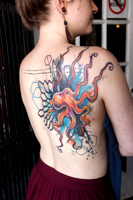 watercolor octopus tattoo