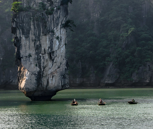 Rowing by the upright rock, Halong Bay, Vietnam (Thanks for the over 23,500 views)