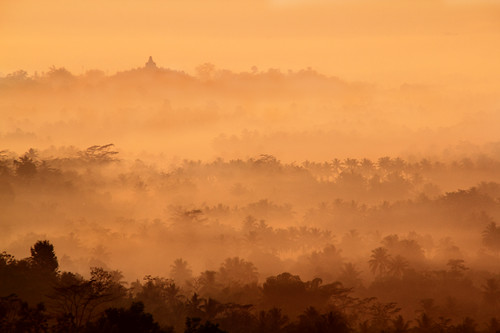 mist sunrise indonesia temple java amanecer templo borobudur