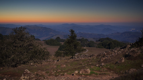 Moonlight by fksr, california trees landscape evening rocks dusk hills marincounty moonlight novato aftersunset mountbu