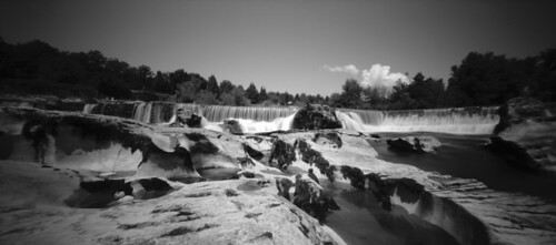 La Cascades du Sautadet - La Roque sur Cèze by Jos van Roij - Slowimages.com, france nature landscape blackwhite waterfall pinhole pinholecamera pontdugard cameraobscura gard loc