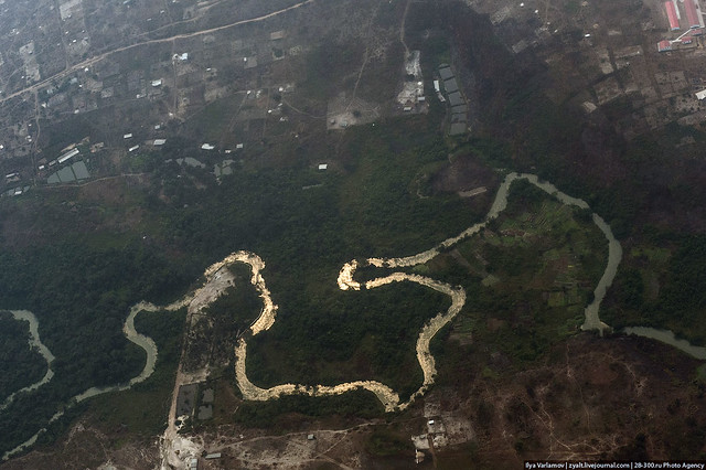 River near Brazzaville from above