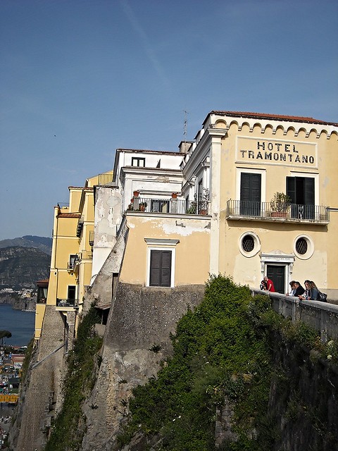 Hotel Tramontano at Sorrento - Here was born in 1544 Torquato Tasso; here stayed Ciaikovsky (1881), Fenimore Cooper (1829), Enrico Caruso, Ibsen (1881)