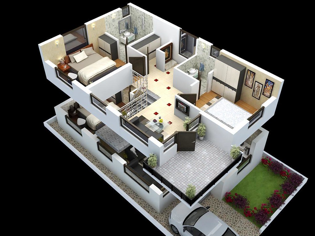 Cut Model Of Duplex House Plan Interior Design Cut Model