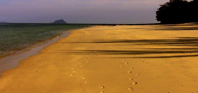 Thailand, Andamansea , Shadows and footprints in the sand , 9-113/2310