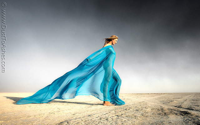 Burning Man Girl in blue silk 2013