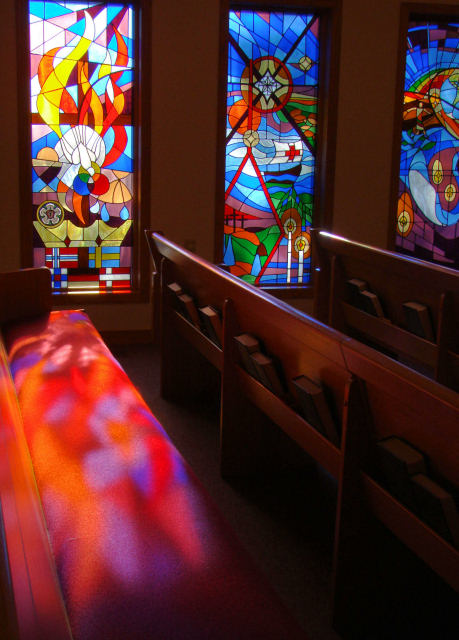 Stained glass and shadows