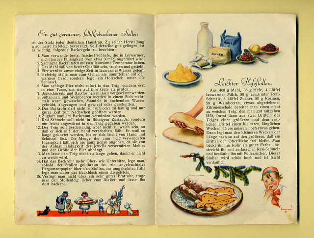 Dünnes Werbeheftchen der Resi-Schmelz Margarine mit Stollenrezepten Seiten 1u. 2