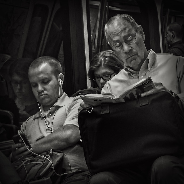 Generation Gap & Technology, The iPhone & The Book, Metro Subway, Washington, DC