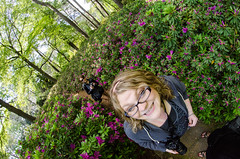 Jackie at the Norfolk botanical garden - fisheye