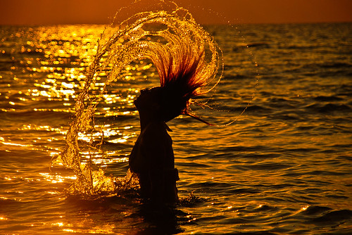 light sunset sea summer orange woman sun hot girl down