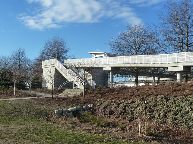 Walkway and overpass at Sea Island Centre Island Station
