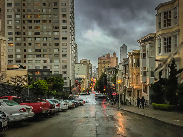 Mason Street in the rain - San Francisco CA