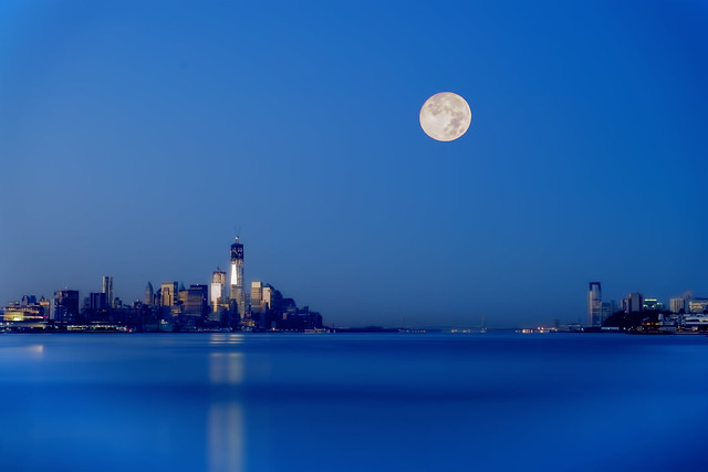 The Moon, New York City, and Jersey City