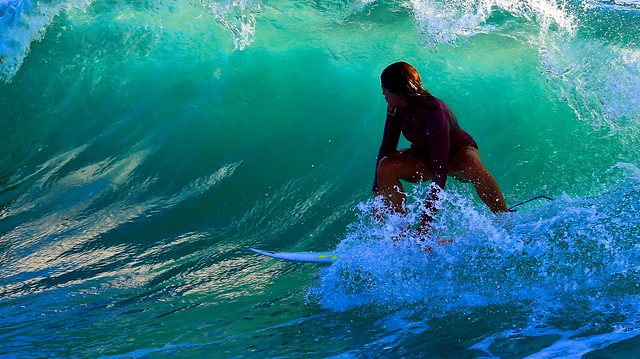 surfing on the green wave - Tel-Aviv beach
