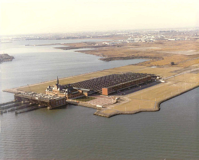 Liberty State Park... well,  kind of. No more railroad ruins, but not quite a park yet. The Jersey Central RR ferry terminal still stands.  Jersey City. 1979.