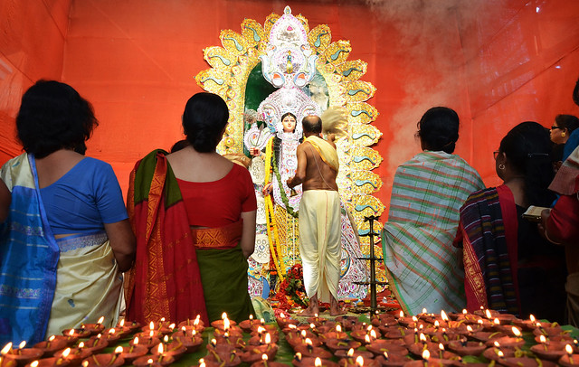 Celebration of  Jagaddhatri Puja, an Autumnal festival of West Bengal, India.