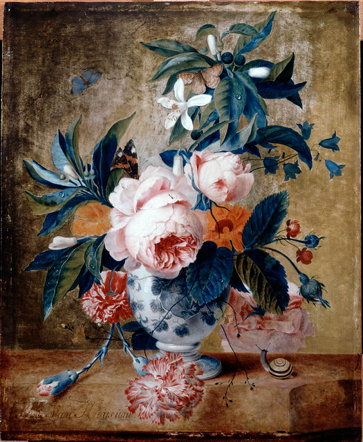 Francina Margaretha van Huysum - ''A Delft Vase with Flowers'' circa (1730)