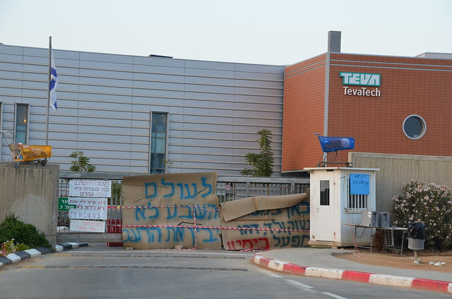 The workers of Teva in Ramat Hovav are on strike עובדי בית חרושת טבע ברמת חובב בשביתה
