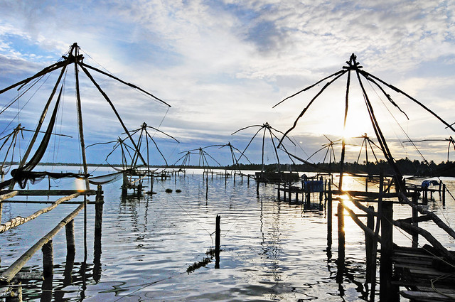 Chinese Fishing nets at Kumbalangi in Fort Kochi, Kerala