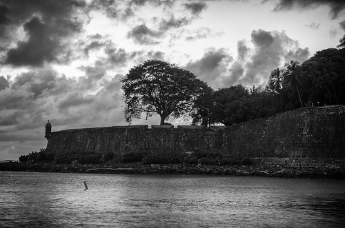 world ocean old sunset bw white black color heritage water wall de puerto photography evening bay site san colorful long exposure juan fort colonial peaceful unesco rico spanish bahia tropical tropic caribbean fortification fortress tropics
