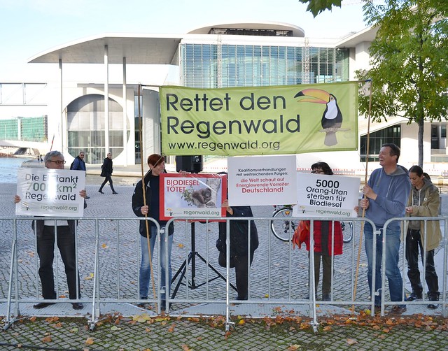 Rettet den Regenwald: Aktion vor Sondierungsgesprächen CDU-SPD