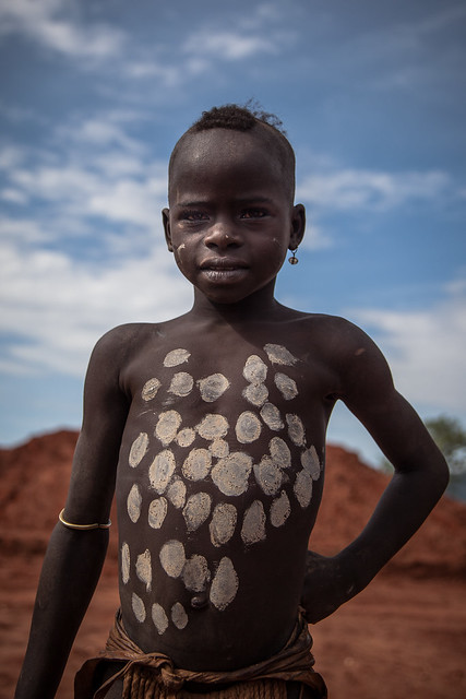 portrait of a child of a benna tribe, omo vallley