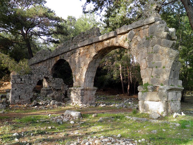 The ruins of the Roman aqueduct, Phaselis, Lycia, Turkey