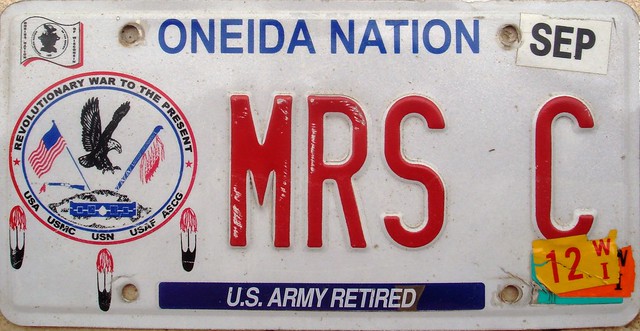 Oneida Nation US Army Retired Vanity License Plate