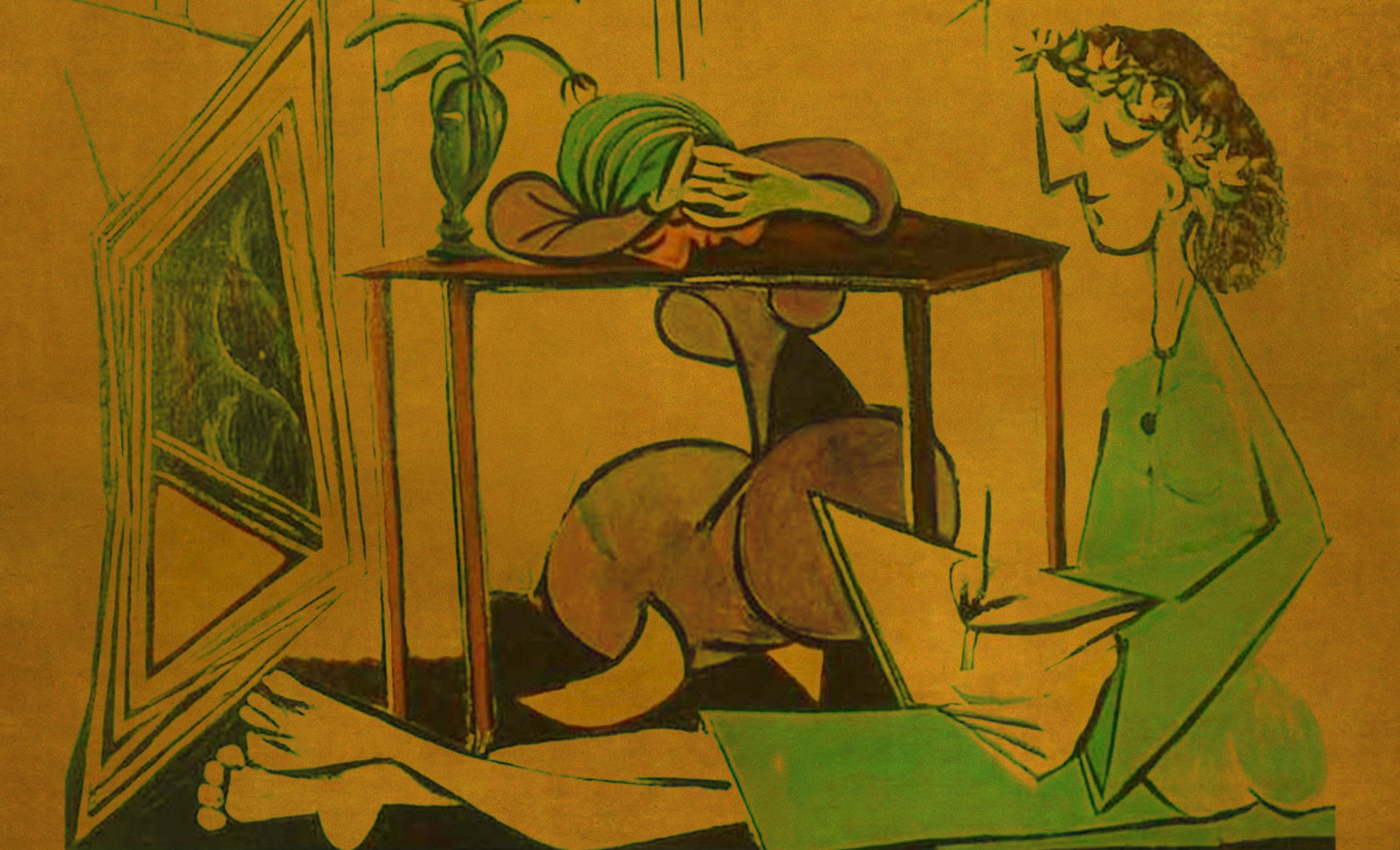 Dibujando el Espejo, relato de Pablo Picasso (1934), transfiguración de Roy Lichtenstein (1990).