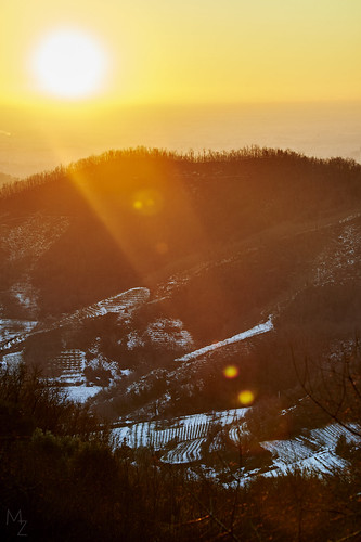 italy snow cold sunrise lens landscape hills flare padova colli euganei euganean