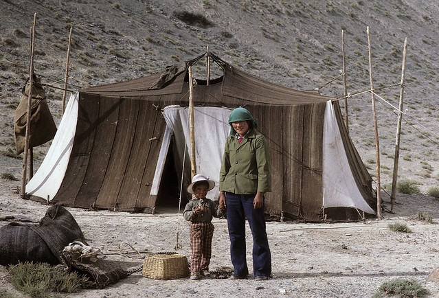 Nomadic woman and  son, Gansu Province, China
