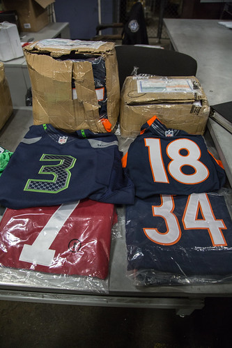 Counterfeit NFL Jerseys seized by CBP at JFK International Mail Facility