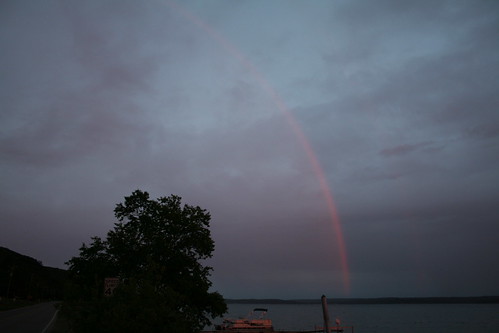 sunset summer lake rainbow dusk michigan beulah doublerainbow frankfort crystallake benzie benzonia