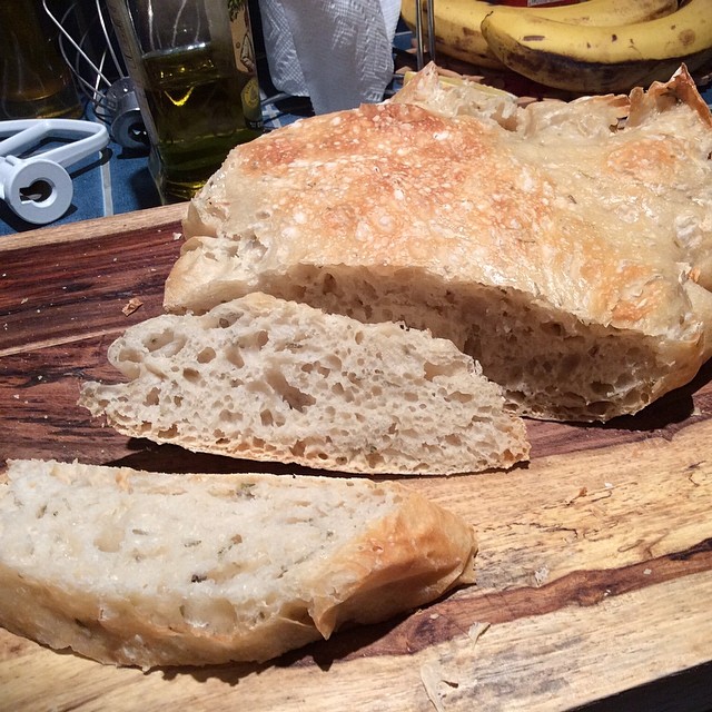 #kvpkitchen Baking bread. Added rosemary and thyme. Used no-knead bread recipe from @POPSUGARFood. My kitchen smelled amazing! #baking #bread #foodspotting