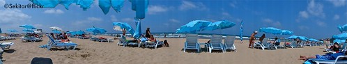 blue sea panorama black beach umbrella turkey deckchair view türkiye istanbul bleu türkei pantai şile
