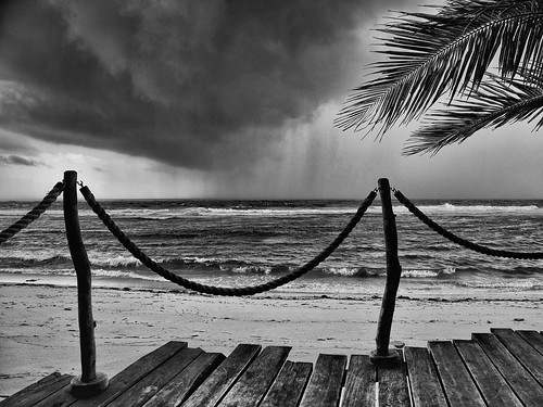 sea sky storm fence island windy