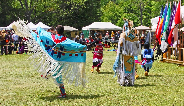 Colorful First Nations dancers