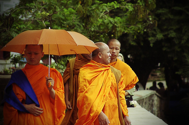 Monks in the old royal city of Luang Prabang - Laos