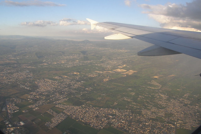 Mexico City from the window of an airplane