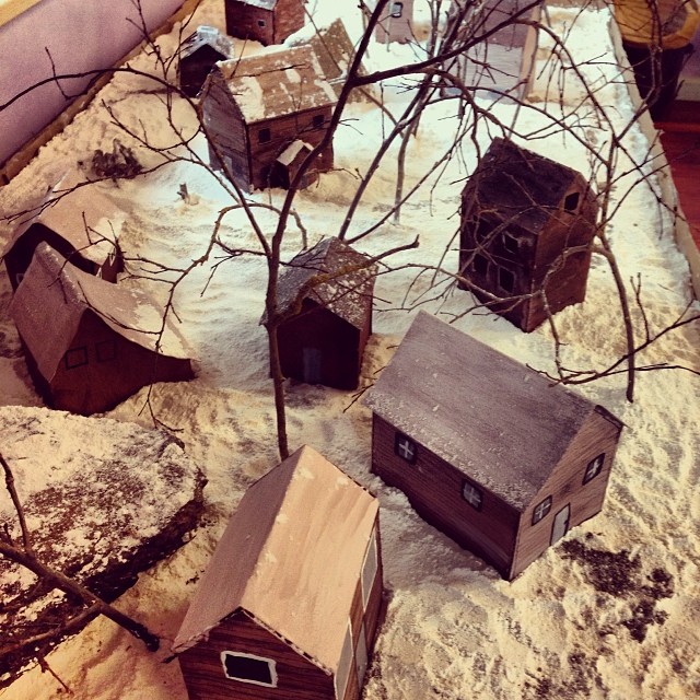 Model village created by Rick for the upcoming 8th grade musical play about the Salem Witch Trials. #waldorf #daviswaldorf #waldorfplay