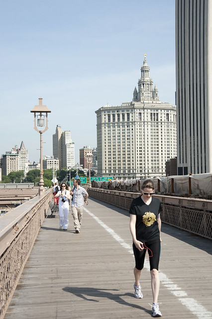 Walking across Brooklyn Bridge