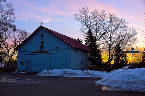 street old winter snow minnesota barn sunrise colorful lightroom robbinsdale a55