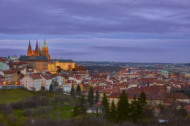 Cityscape of Prague from the Petřín hill