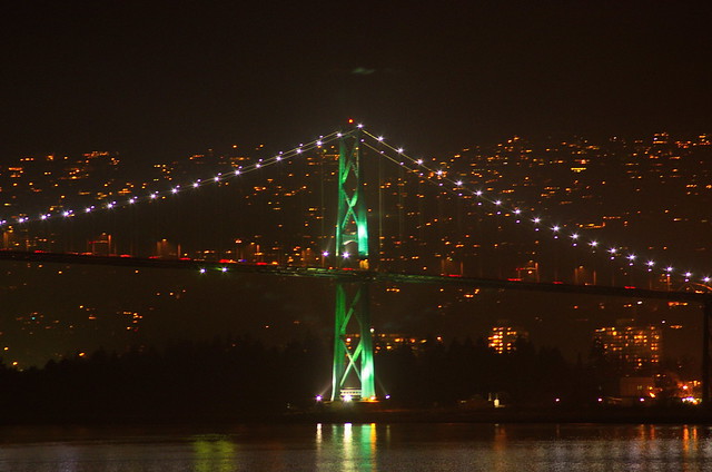 Lions Gate Bridge at Night in Vancouver BC (test)