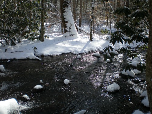 winter snow mountains water sunshine creek nc stream thaw colemanboundary usnf